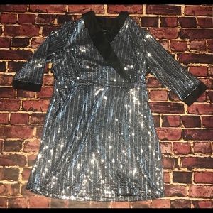 Silver New Year’s Eve sequence dress